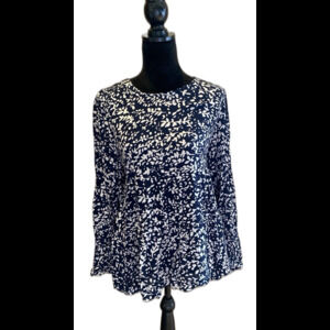 Time and Tru Blouse Plus Size XL Dk Navy Floral Top Ruffle Bottom Boho Peasant